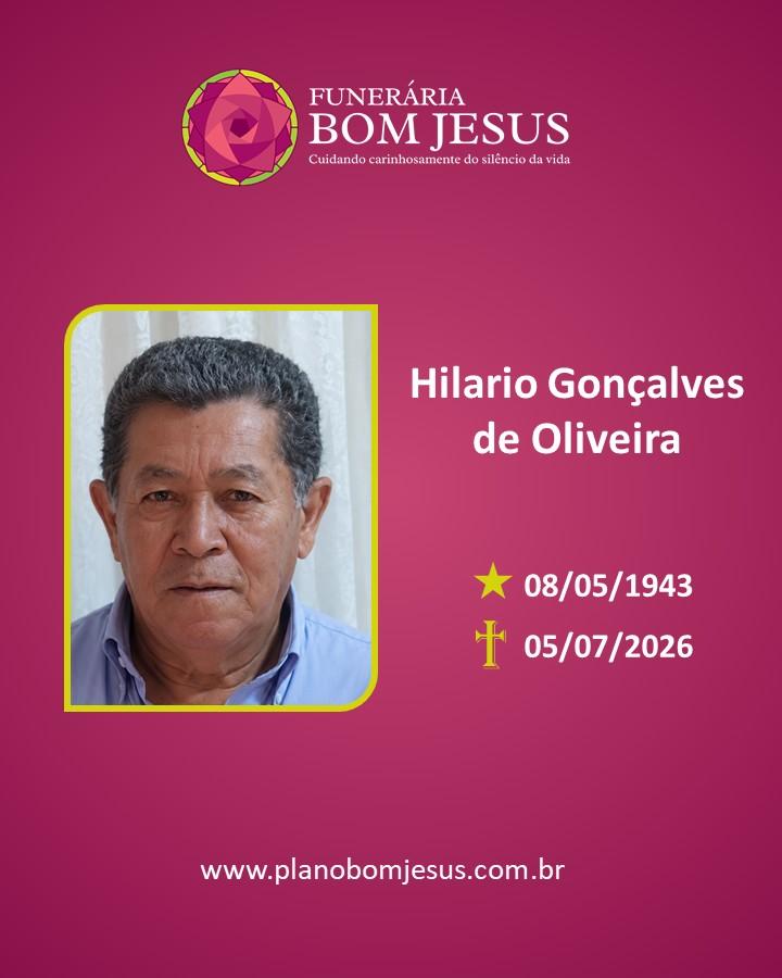 A Funerária Bom Jesus comunica o falecimento do Sr. HILARIO GONÇALVES DE OLIVEIRA