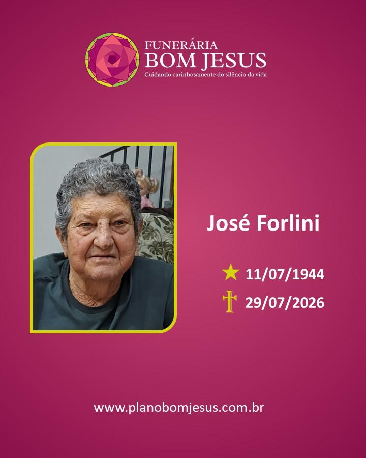 A Funerária Bom Jesus comunica o falecimento do Sr. JOSÉ FORLINI 