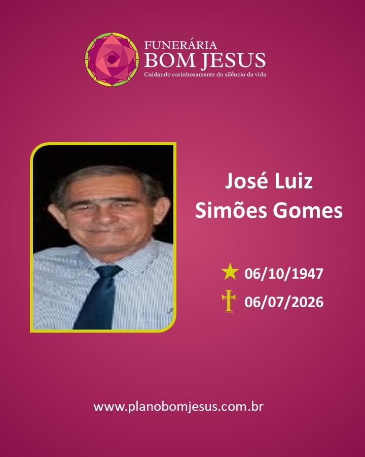 A Funerária Bom Jesus comunica o falecimento do SR JOSÉ LUIZ SIMÕES GOMES 