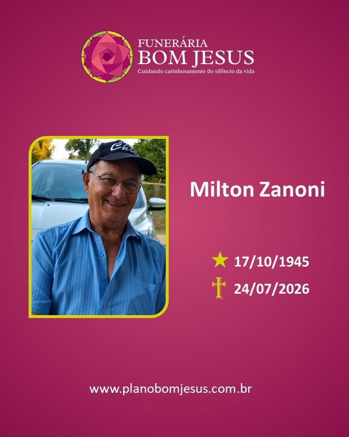 A Funerária Bom Jesus comunica o falecimento do Sr. Milton Zanoni