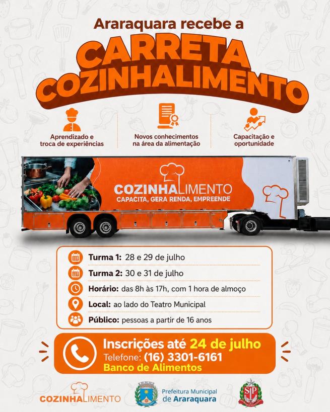 Araraquara recebe cursos gratuitos de panificação do Projeto Cozinhalimento