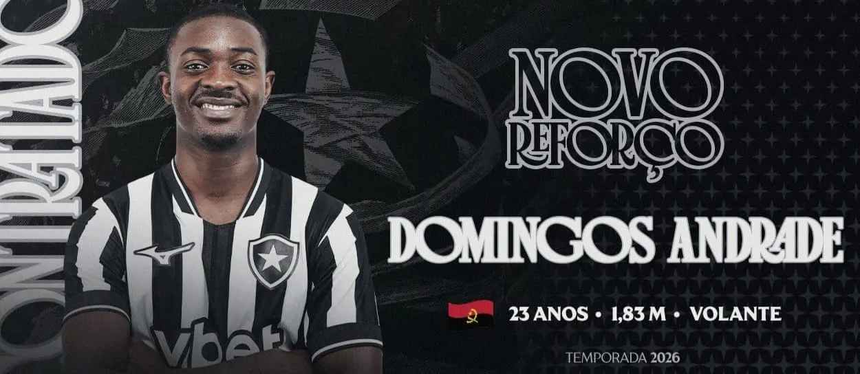 Botafogo anuncia Domingos Andrade, volante angolano, com contrato até 2029