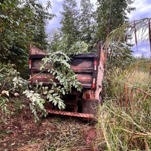 Polícia Militar localiza caminhão roubado em área de mata na zona rural de Analândia