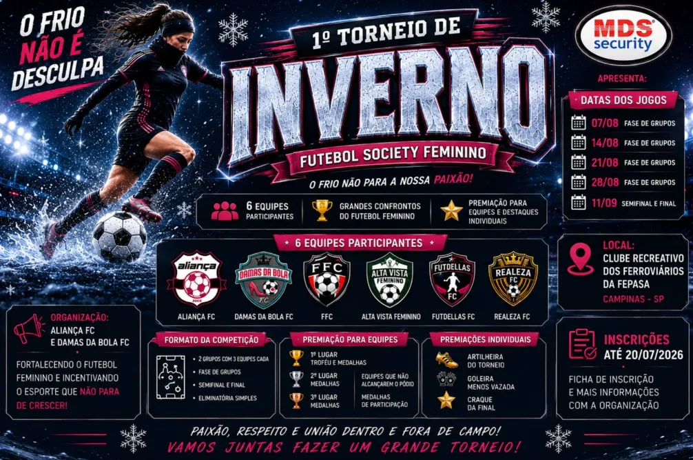 Campinas sedia o 1º Torneio de Inverno de Futebol Society Feminino