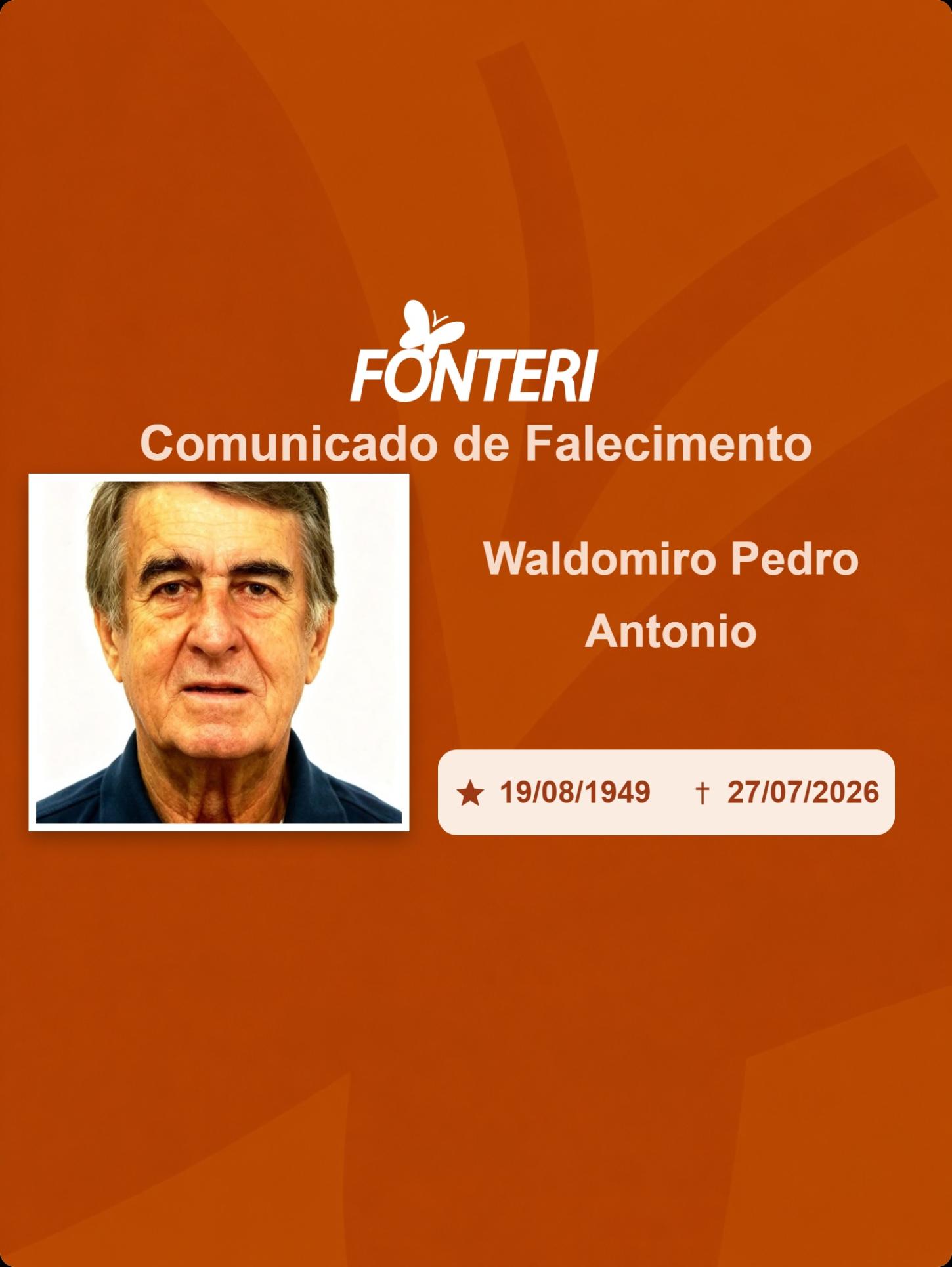 Com pesar, nos despedimos do Sr. Waldomiro Pedro Antonio.