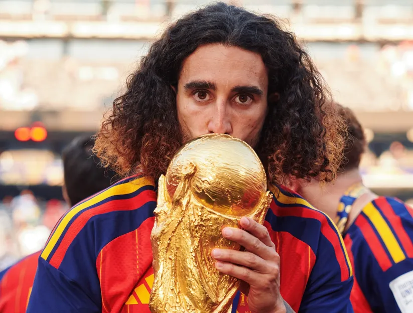 Cucurella celebra título da Espanha com festa em Madri e provoca Argentina