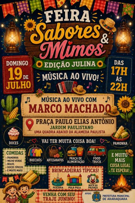 Feira Sabores & Mimos leva ritmo julino ao Jardim Paulistano neste domingo
