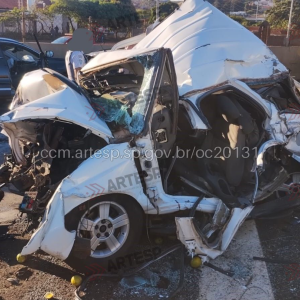 Engavetamento com nove veículos bloqueia rodovia SP-225 em Jaú