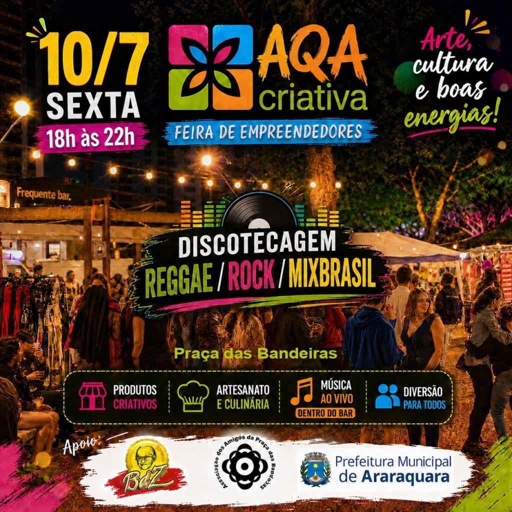 Feira Aqa Criativa movimenta Praça das Bandeiras com programação de música e empreendedorismo