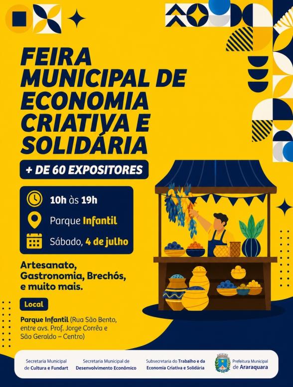 Parque Infantil recebe edição da Feira Municipal de Economia Criativa neste sábado