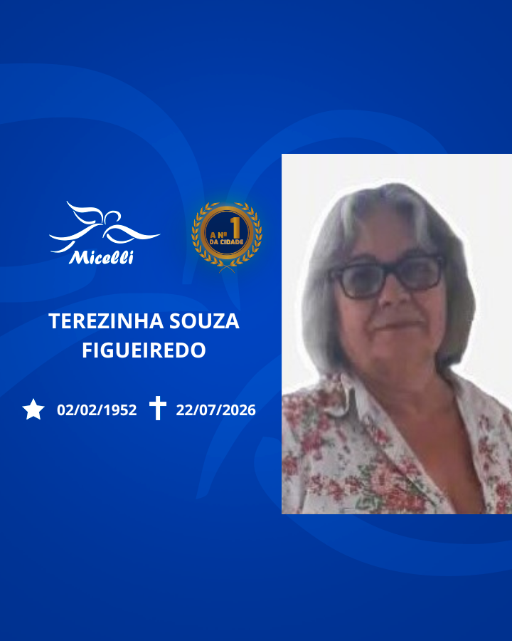 O GRUPO MICELLI COMUNICA O FALECIMENTO DA SRA. TEREZINHA SOUZA FIGUEIREDO.