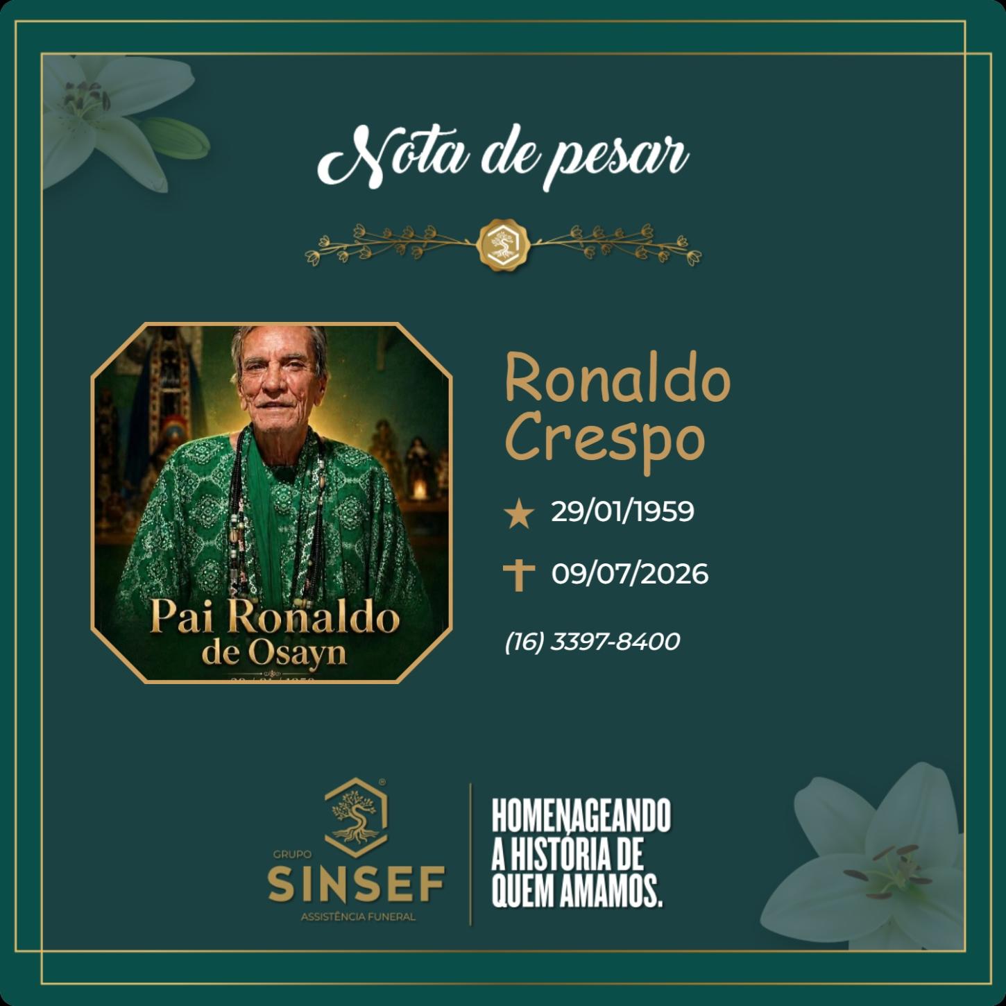 O Grupo Sinsef se despede do Sr. Ronaldo Crespo