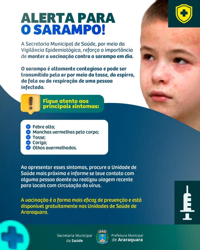 Prefeitura reforça alerta sobre a vacinação contra o sarampo