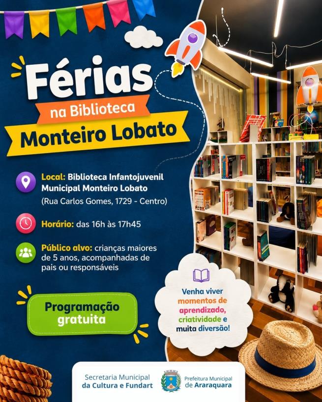 Programação de férias na Biblioteca Infantojuvenil Monteiro Lobato inicia com oficinas de desenho animado e jogo da memória