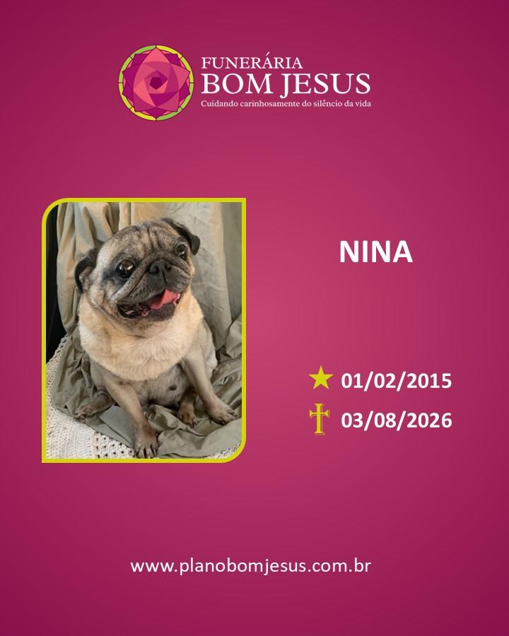 A Funerária Bom Jesus comunica o falecimento da amiguinha NINA.