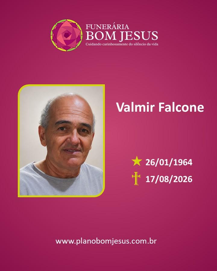 A Funerária Bom Jesus comunica o falecimento do Sr. VALMIR FALCONE 
