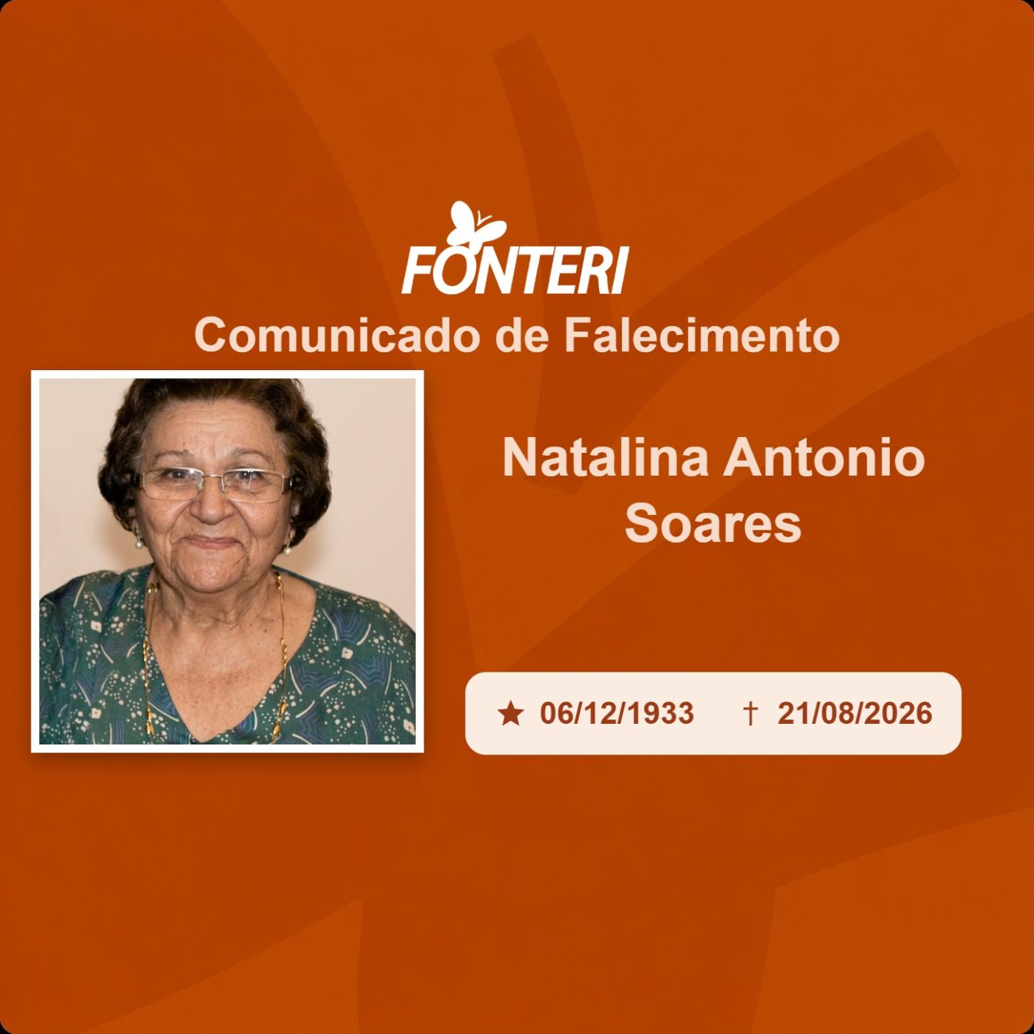 Com pesar, nos despedimos da Sra. Natalina Antonio Soares