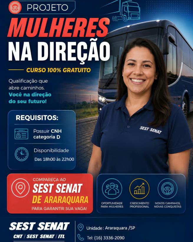 SEST SENAT promove curso de transporte coletivo para mulheres em Araraquara
