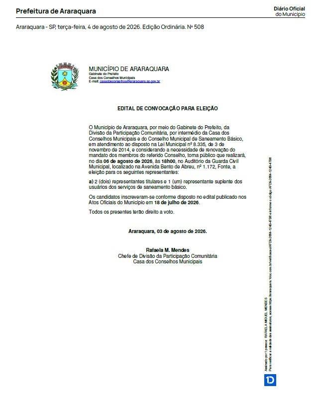 Eleição para o conselho municipal de saneamento básico ocorre amanhã