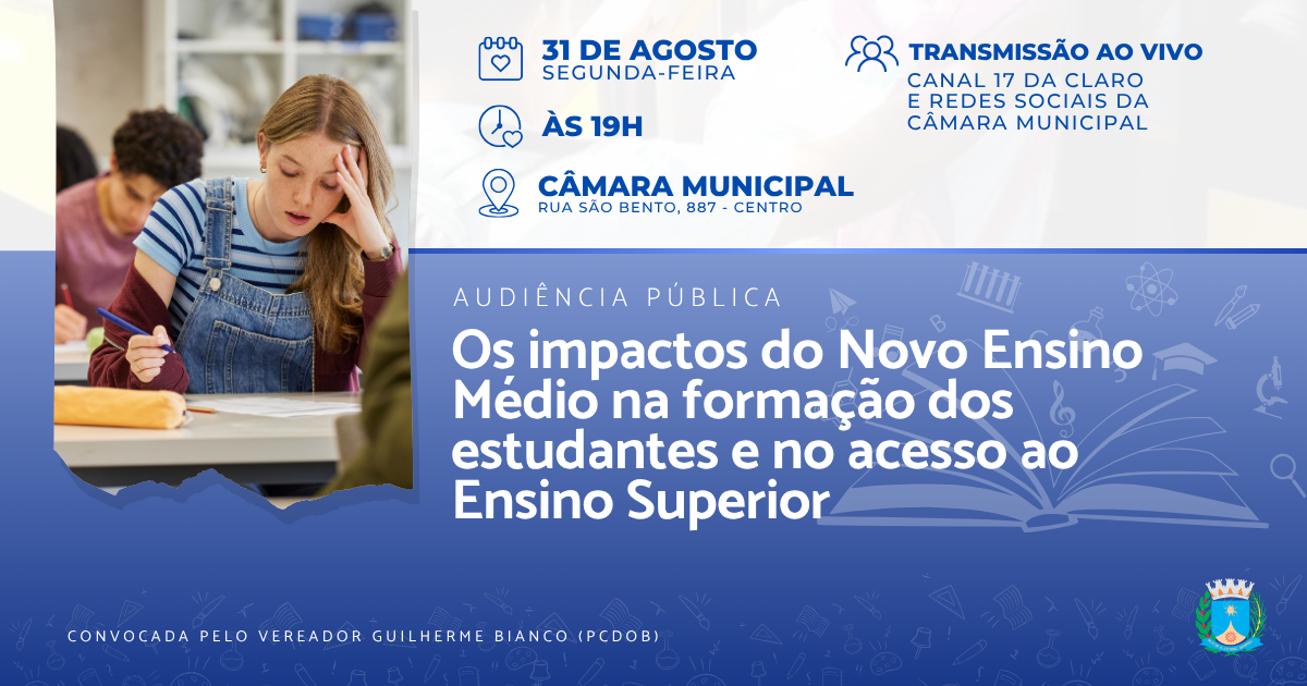 Impactos do novo ensino médio serão debatidos em audiência pública na segunda (31)