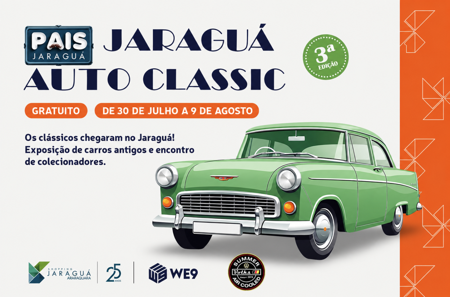 Na semana do Dia dos Pais, exposição de carros clássicos convida famílias a compartilhar histórias e lembranças em Araraquara 