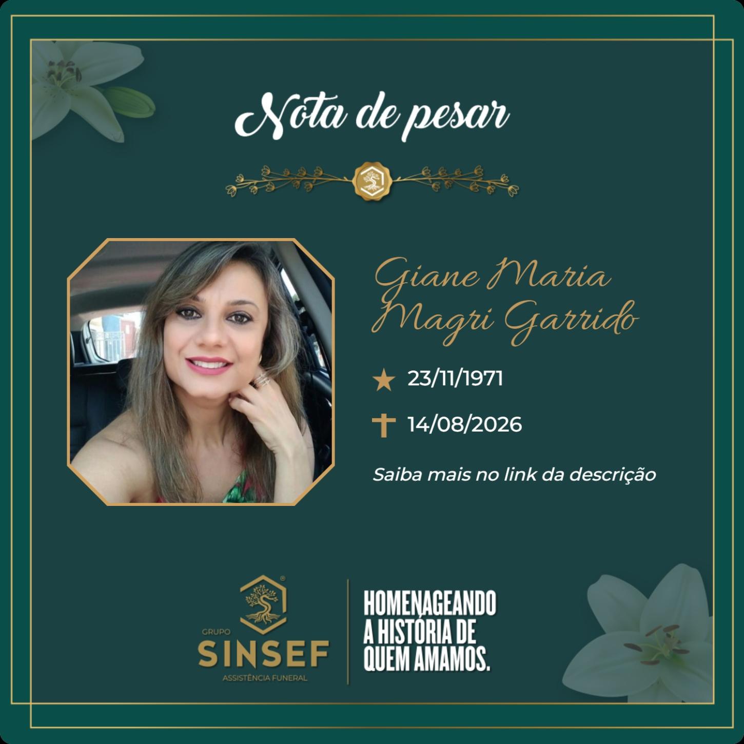 O Grupo Sinsef se despede da Sra. Giane Maria Magri Garrido
