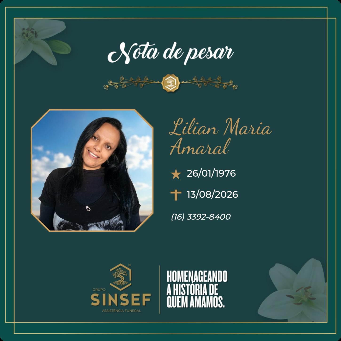 O Grupo Sinsef se despede da Sra. Lilian Maria Amaral 