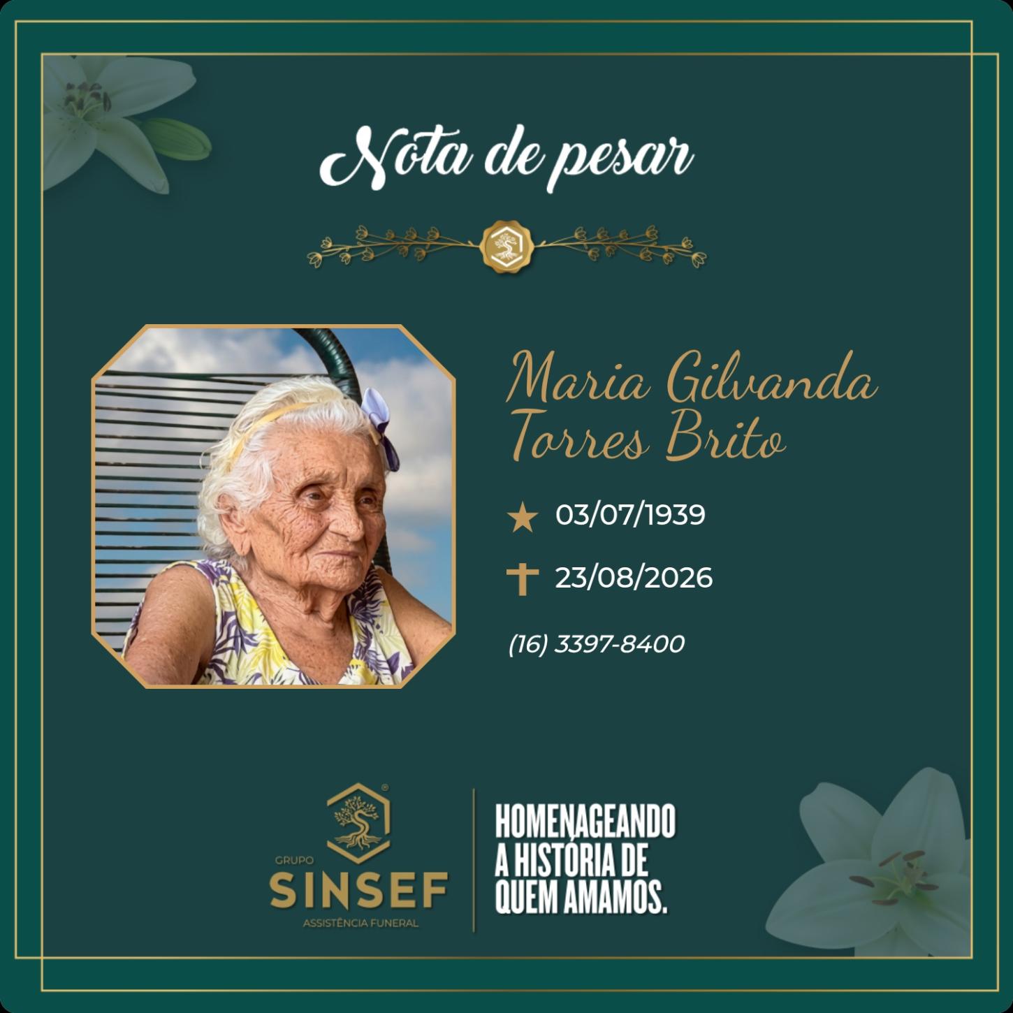 O Grupo Sinsef se despede da Sra. Maria Ginvanda Torres Brito