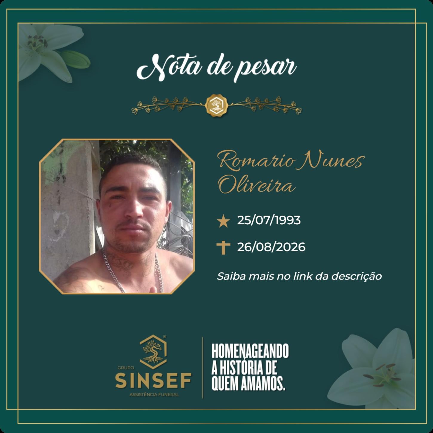 O Grupo Sinsef se despede de Romario Nunes Oliveira