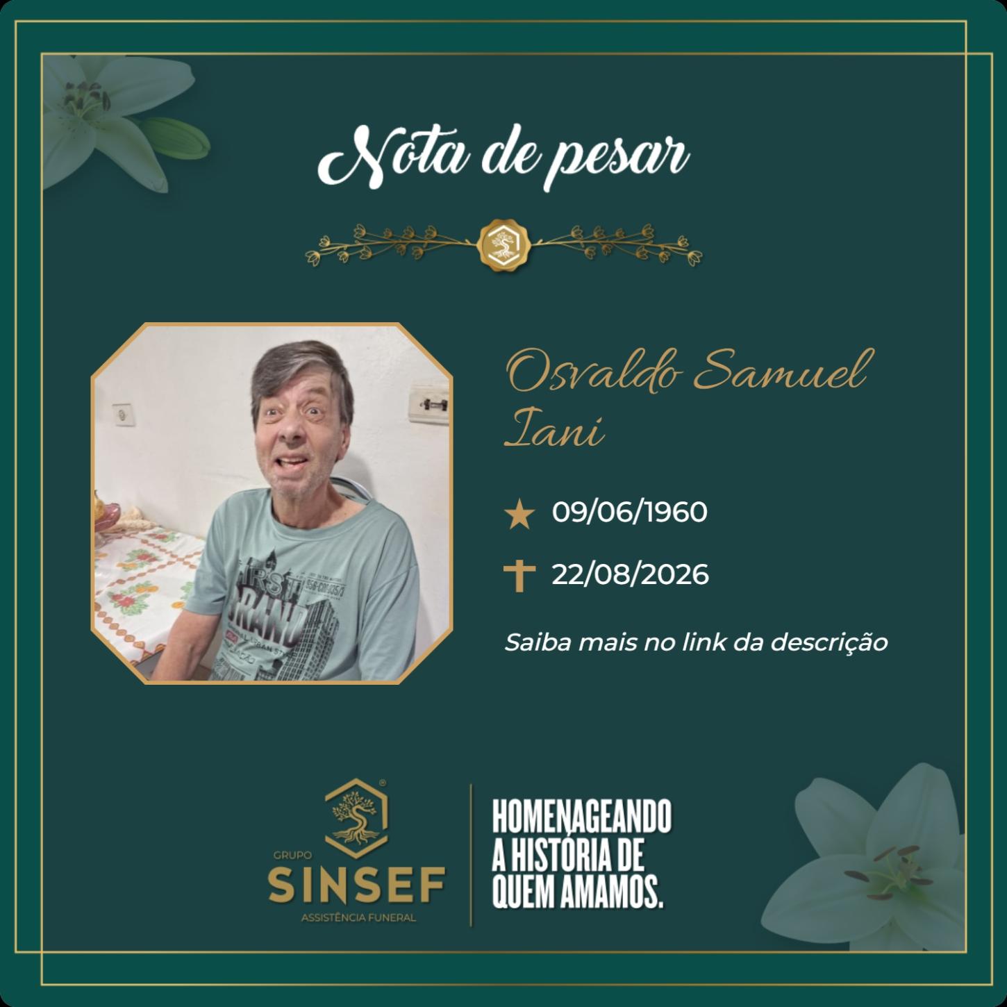 O Grupo Sinsef se despede do Sr. Osvaldo Samuel Iani