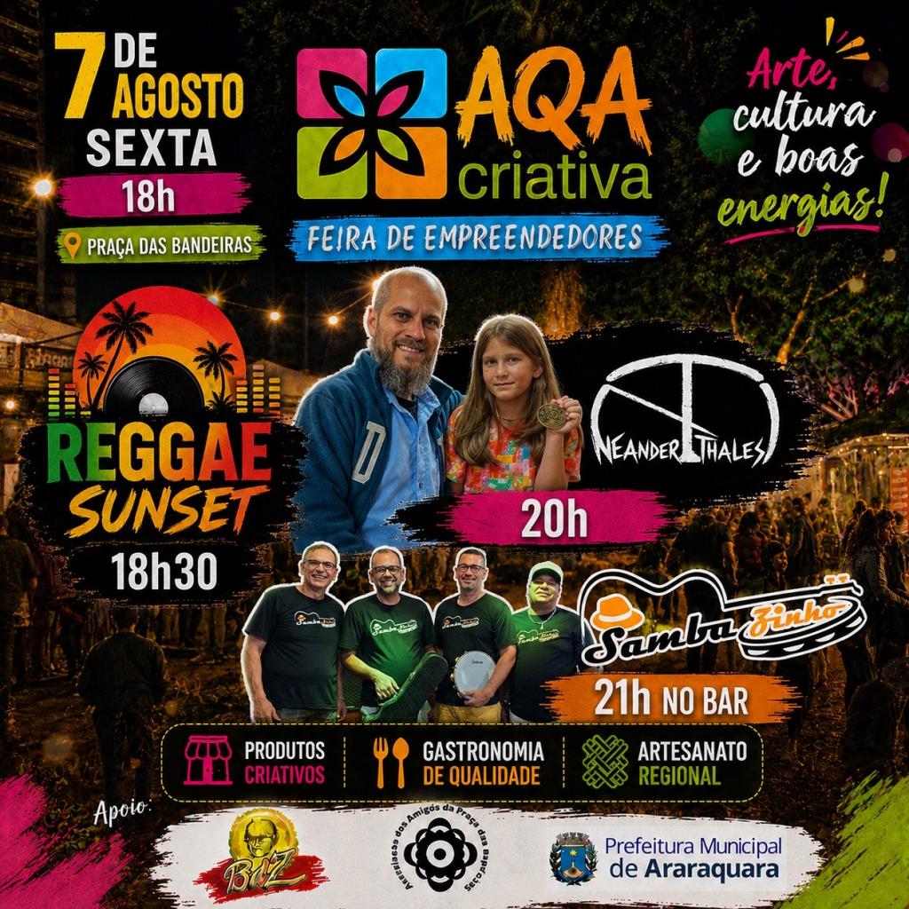 Feira AQA Criativa movimenta a Praça das Bandeiras nesta sexta com música