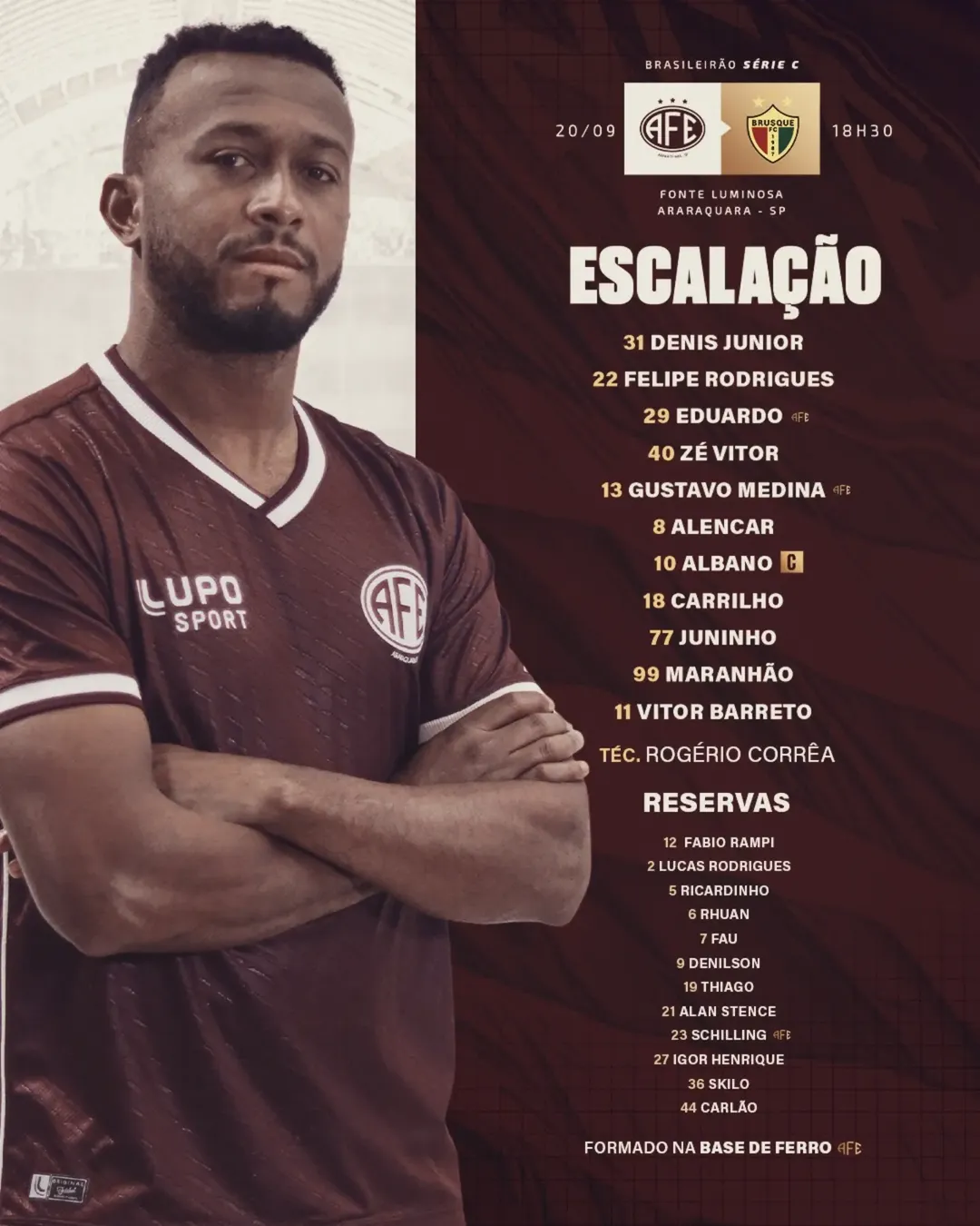 Escalação da Ferroviária é divulgada para duelo decisivo na Série C
