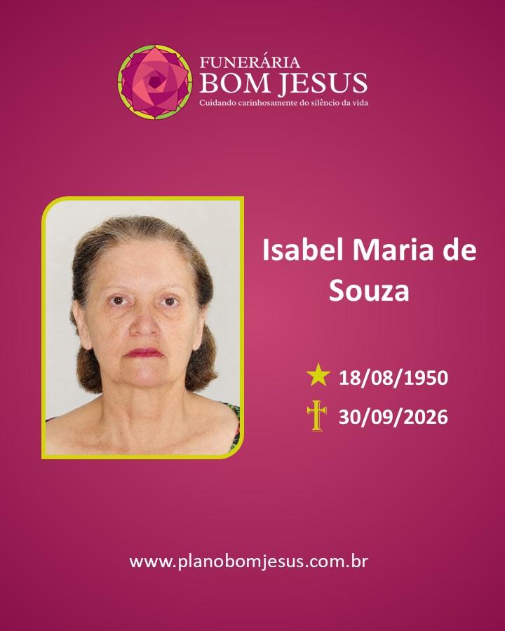 A Funerária Bom Jesus comunica o falecimento da Sra. Isabel Maria de Souza