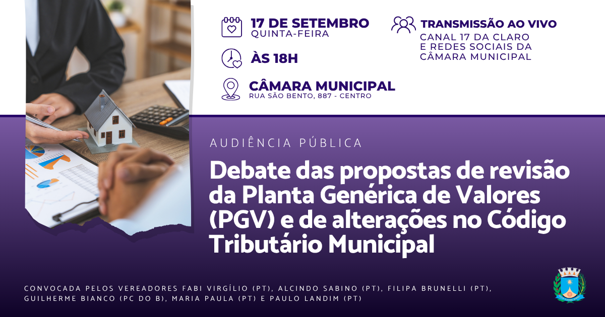 Audiência pública debate alterações no código tributário e taxas municipais