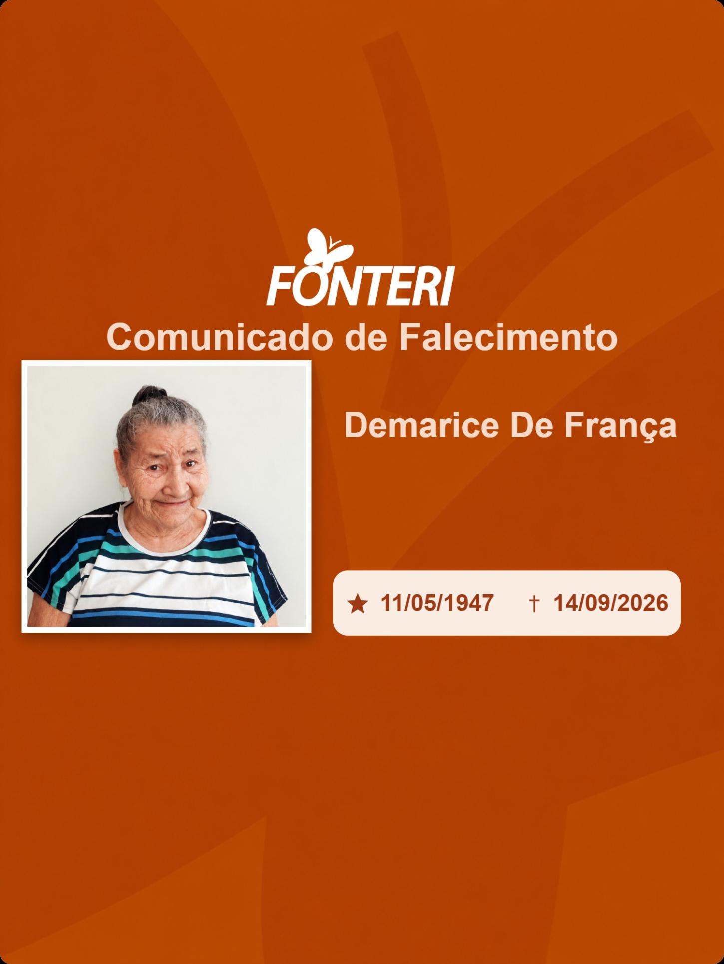 Com pesar, nos despedimos da Sra. Demarice de França