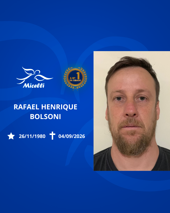 O GRUPO MICELLI COMUNICA O FALECIMENTO DO SR. RAFAEL HENRIQUE BOLSONI.