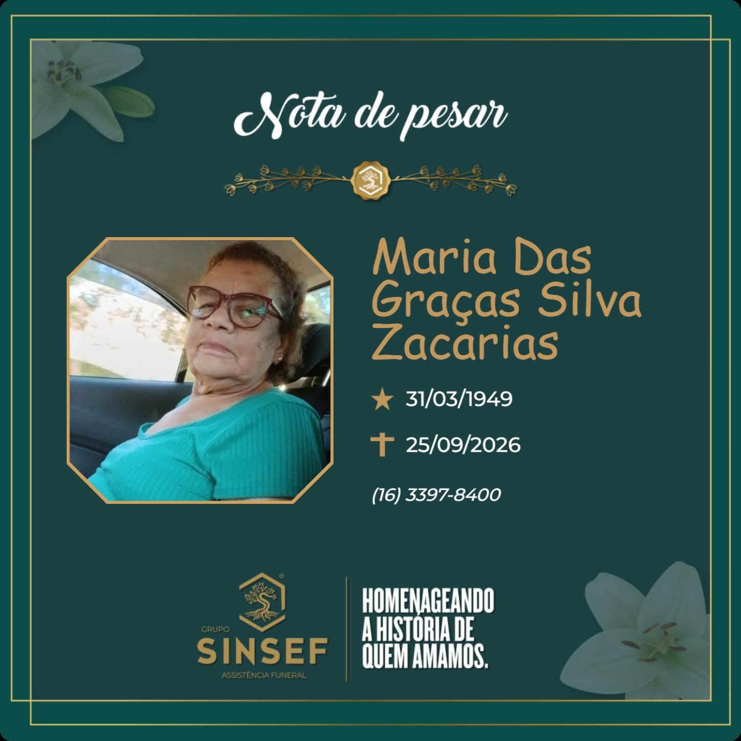 O Grupo Sinsef se despede da Sra. Maria das Graças Silva Zacarias