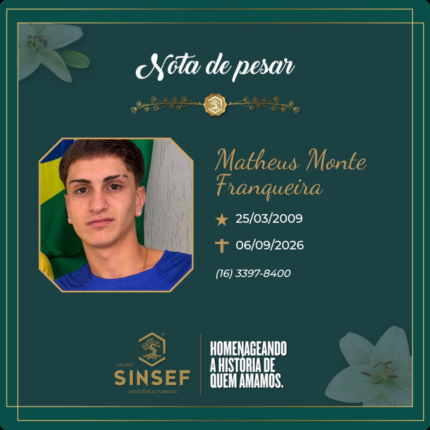 O Grupo Sinsef se despede de Matheus Monte Franqueira 