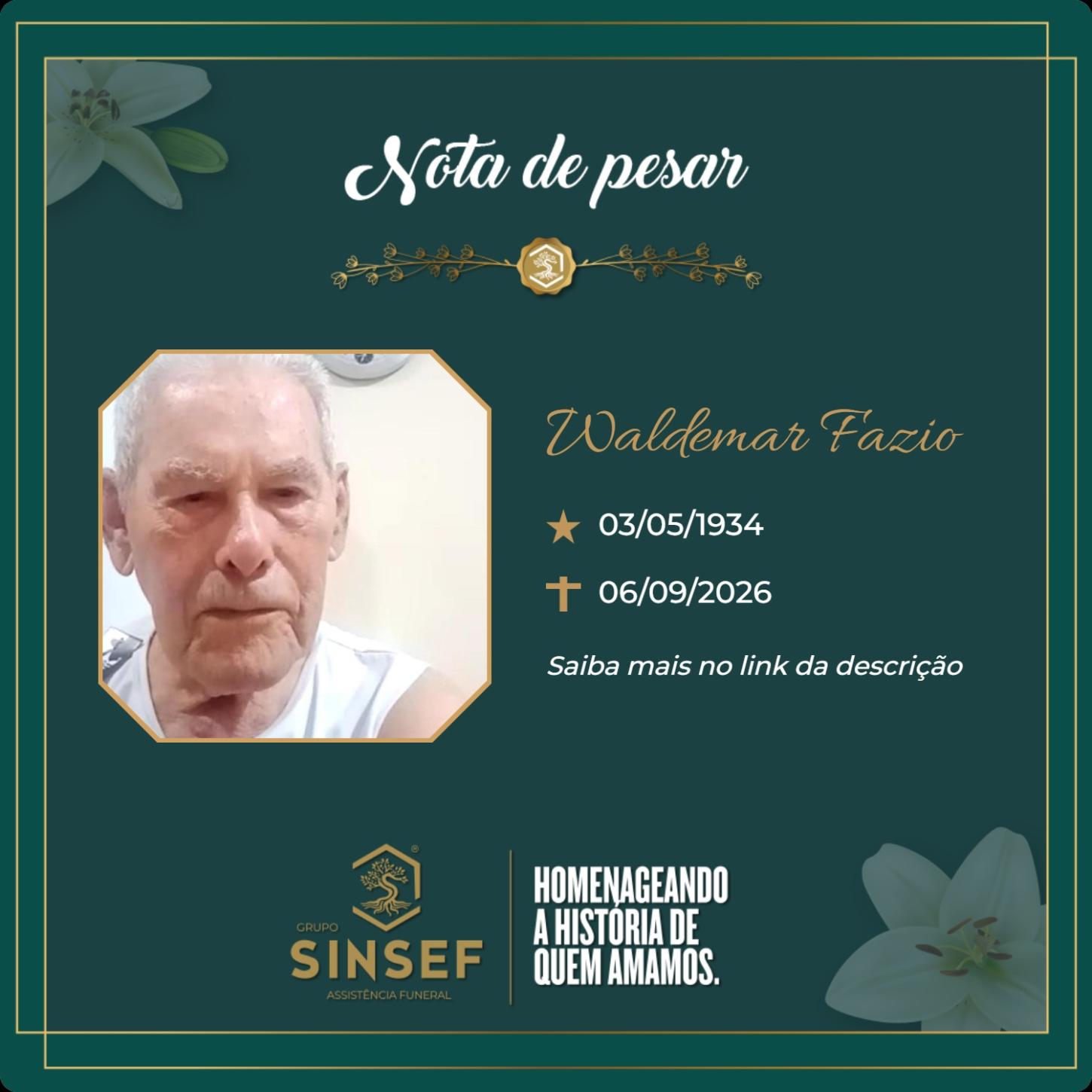 O Grupo Sinsef se despede do Sr. Waldemar