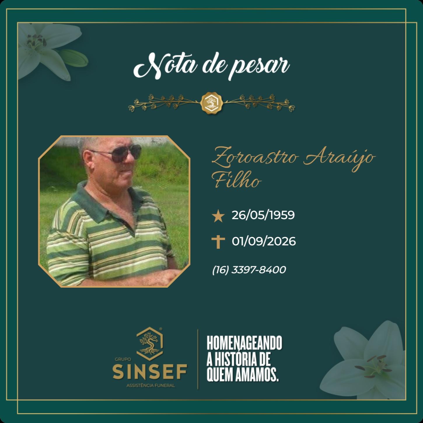 O Grupo Sinsef se despede do Sr. Zoroastro