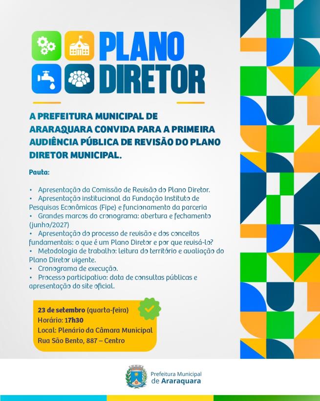 Prefeitura de Araraquara anuncia audiência pública para revisão do Plano Diretor