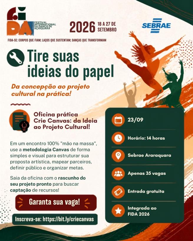 Sebrae oferece palestras e oficinas culturais gratuitas em Araraquara