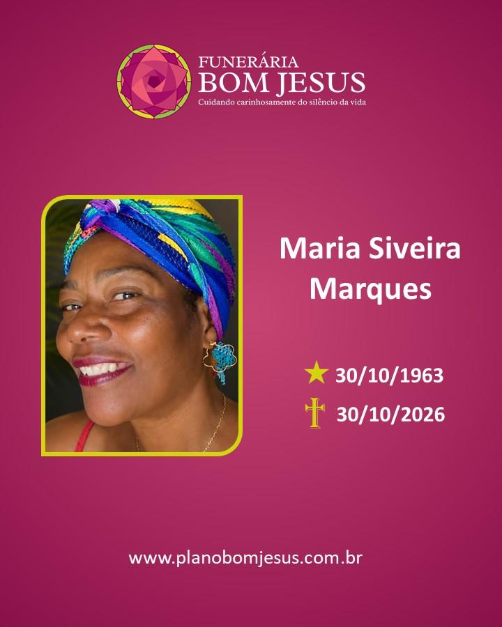A Funerária Bom Jesus comunica o falecimento da Sra. MARIA SILVEIRA MARQUES