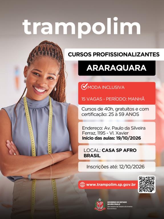Araraquara abre inscrições para cursos gratuitos de qualificação profissional