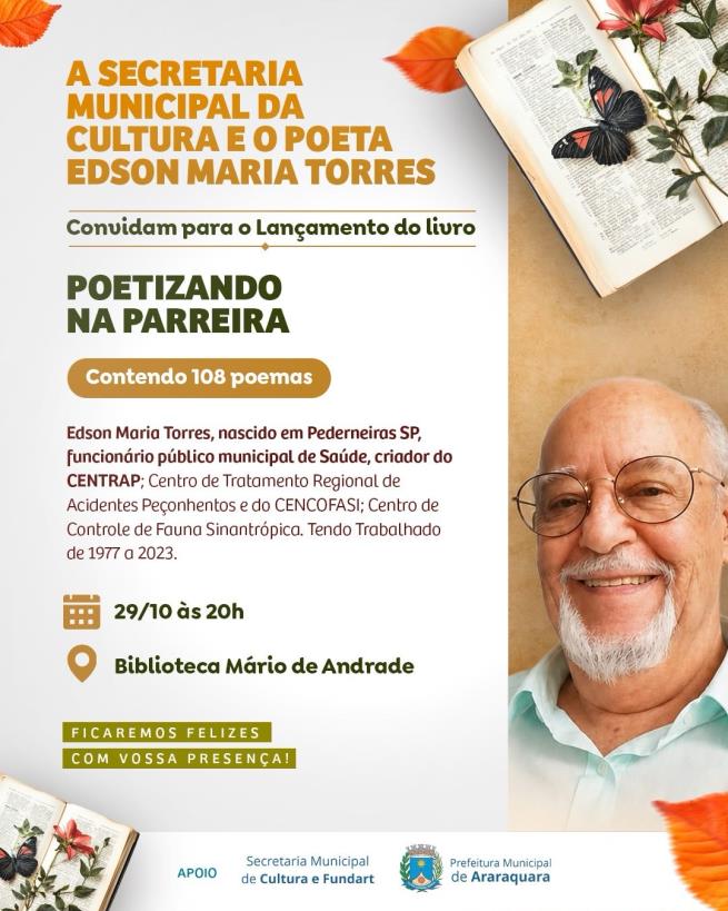 Biblioteca Mário de Andrade sedia lançamento do livro Poetizando na Parreira