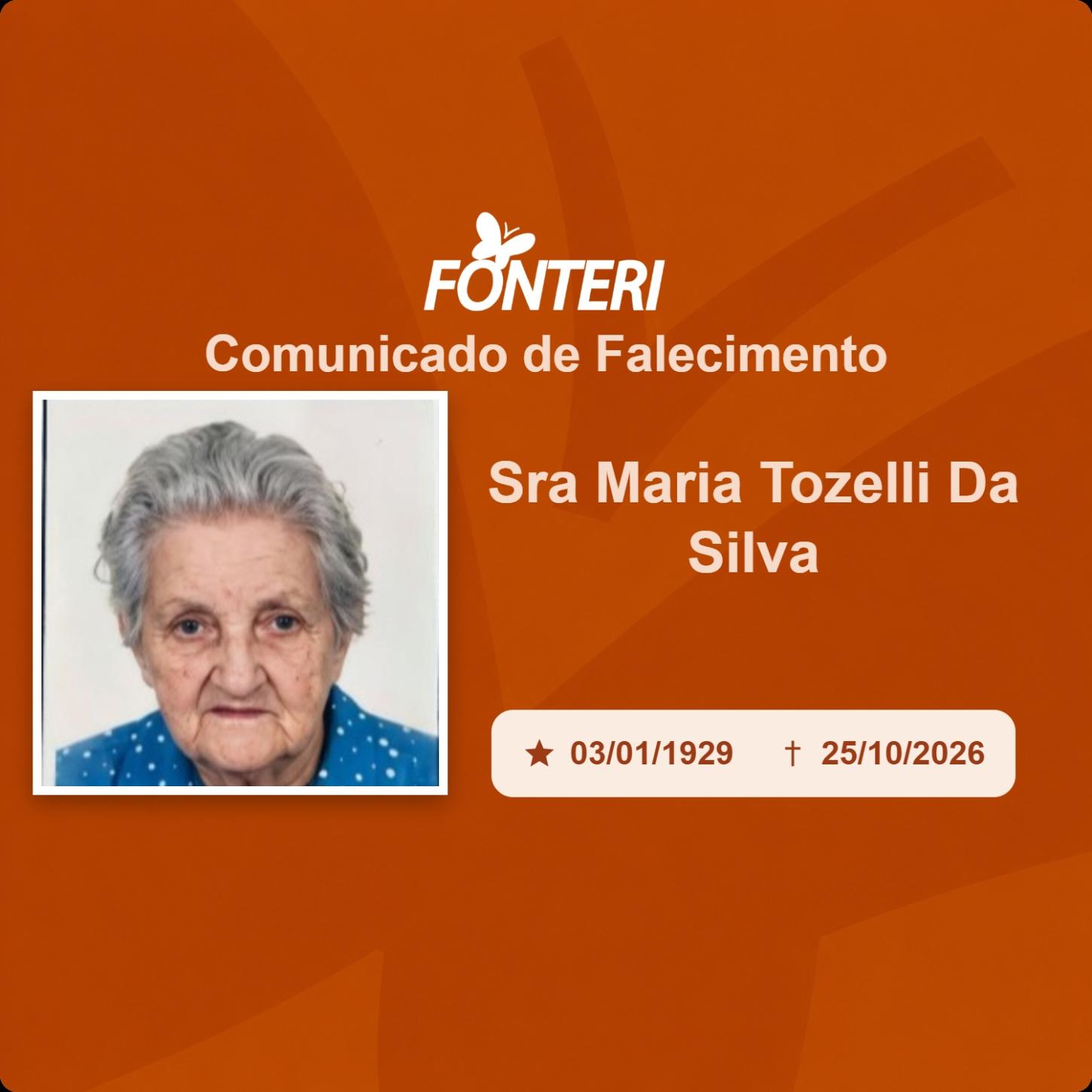 Com pesar, nos despedimos da Sra. Maria Tozelli da Silva
