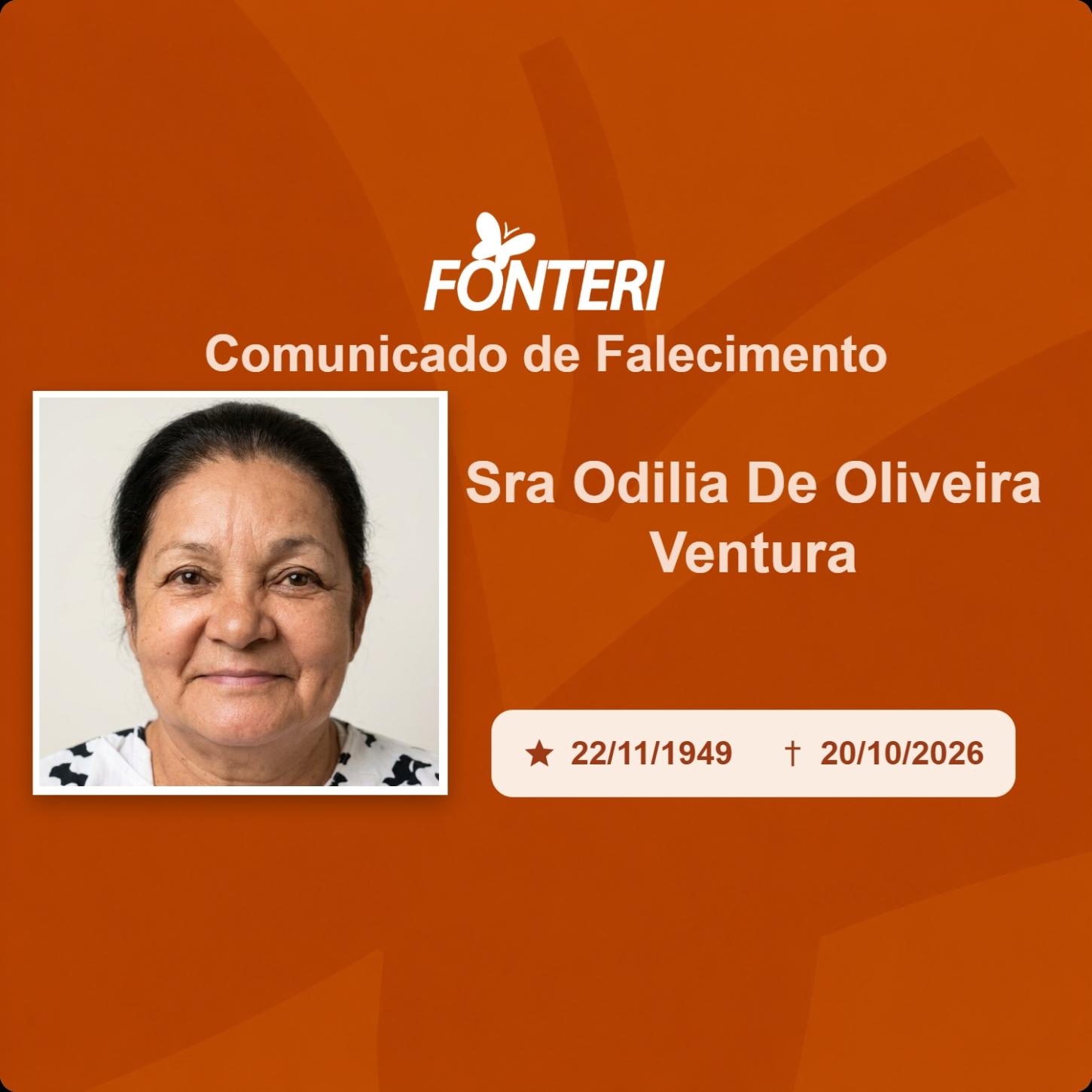 Com pesar, nos despedimos da Sra. Odilia de Oliveira Ventura