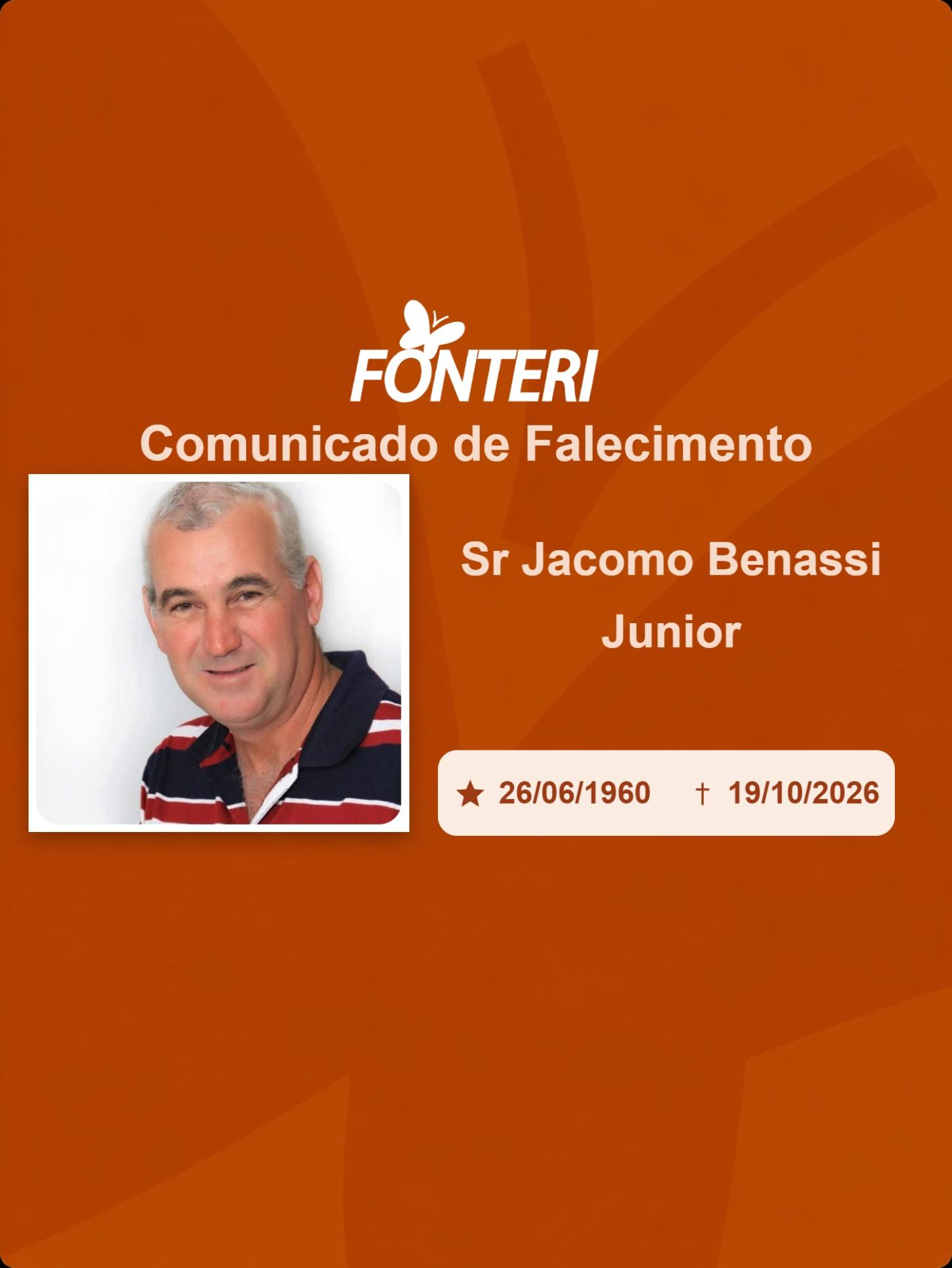 Com pesar, nos despedimos do Sr. Jacomo Benassi Junior.  