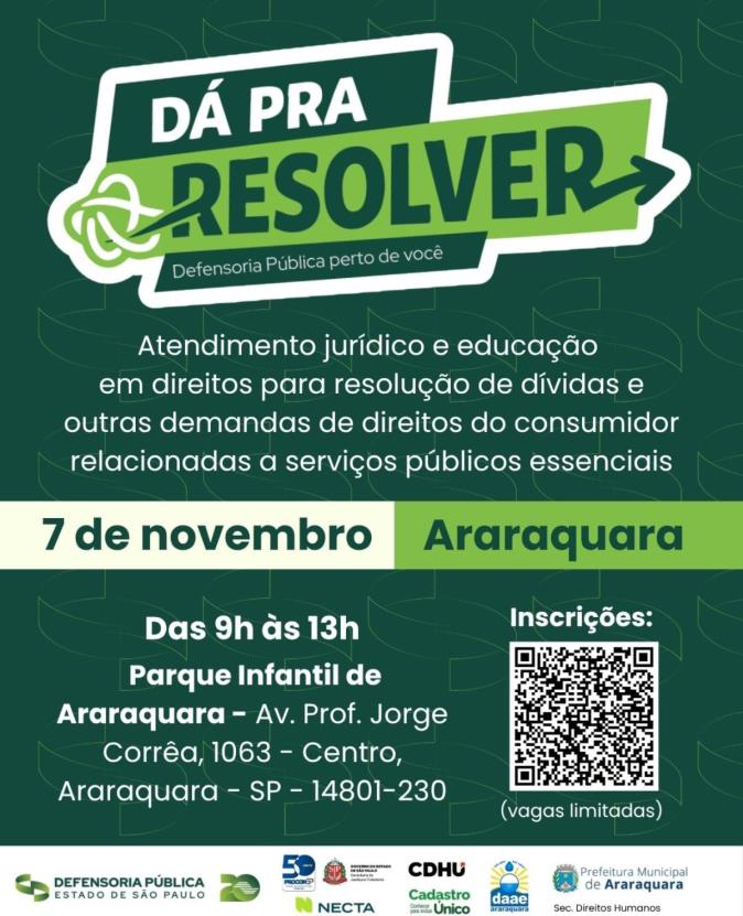 Defensoria Pública de SP abre inscrições para o mutirão da pra resolver em Araraquara