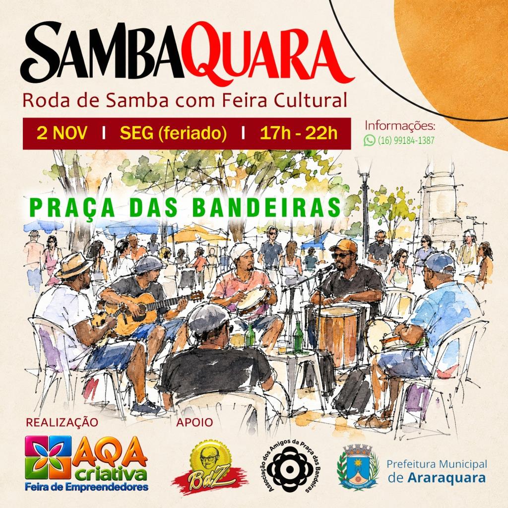 Projeto Sambaquara e feira cultural agitam feriado na Praça das Bandeiras